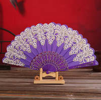 Віяло жіноче ручне фіолетове Узори