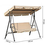 Садова гойдалка 3х-місна з навісом та 2 подушками до 260кг eCarla HO01CZ ЧОРНА Качеля для саду, фото 5