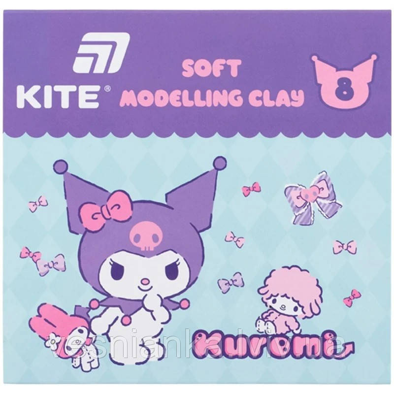 Пластилін восковий 8 кол. 160 г. "Kuromi", НК24-082 Kite, фото 1