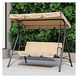 Садова гойдалка 3х-місна з навісом та 2 подушками до 260кг eCarla HO01K БЕЖЕВА Качеля для саду, фото 3