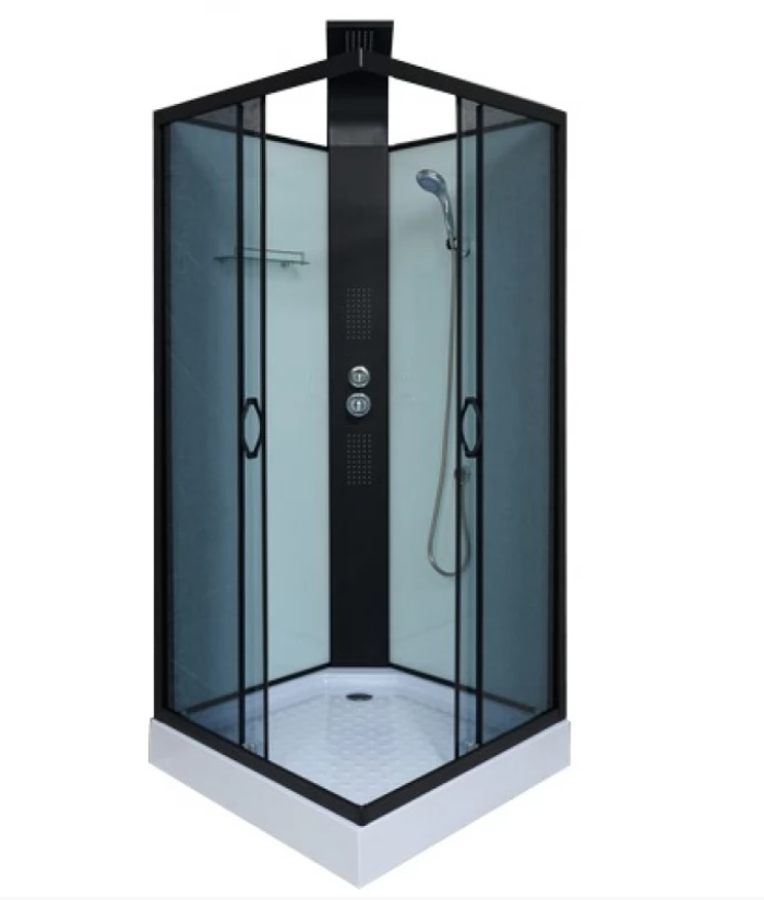 Гідромасажний бокс Diamond Premium DP-258 90x90x225 скло графіт, мілкий піддон + гідромасажна панель, фото 1
