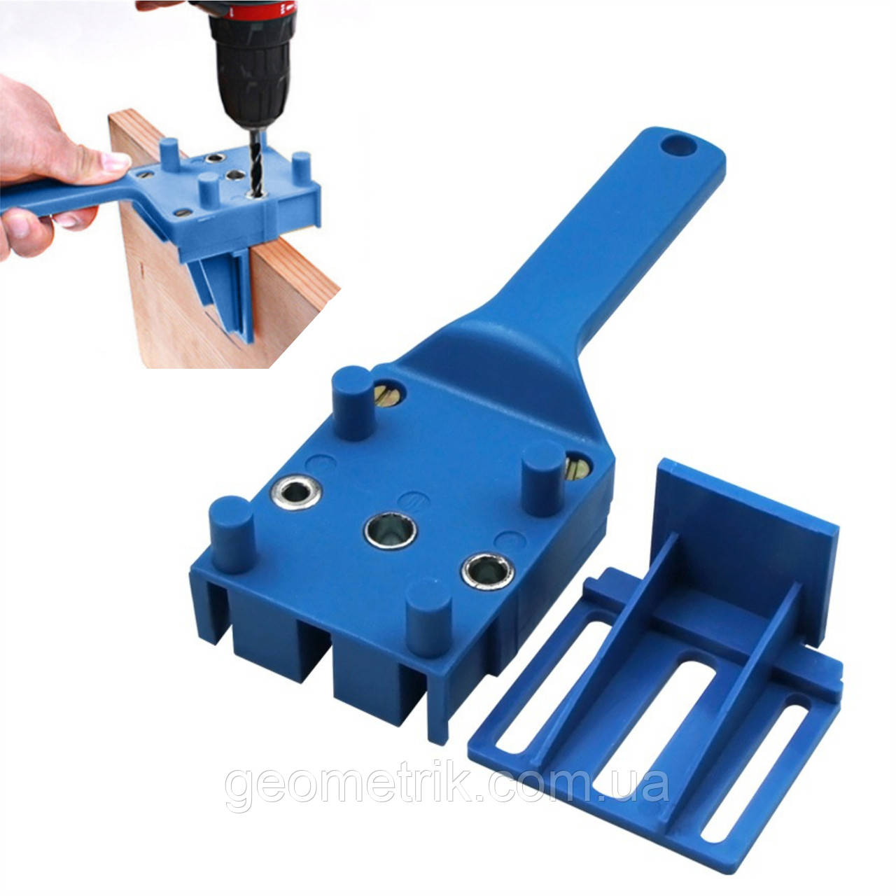 Кондуктор для шкантів Ø 6, 8, 10 мм - Столярний шаблон для складання меблів - blue, фото 1