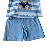 Костюм 9, 12, 18, 24 місяці Туреччина літній трикотажний новонародженого хлопчика блакитний, фото 2