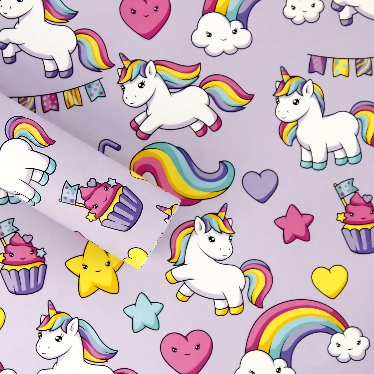 Подарунковий папір Marta Єдинороги та веселка | Unicorn Gift Wrapping Paper 100×70 см, 5 аркушів