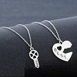 Парні підвіски Best friends серце і ключик кращі друзі кулони для подруг, фото 3