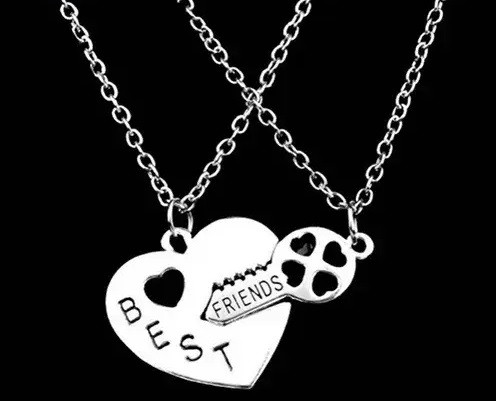 Парні підвіски Best friends серце і ключик кращі друзі кулони для подруг, фото 1