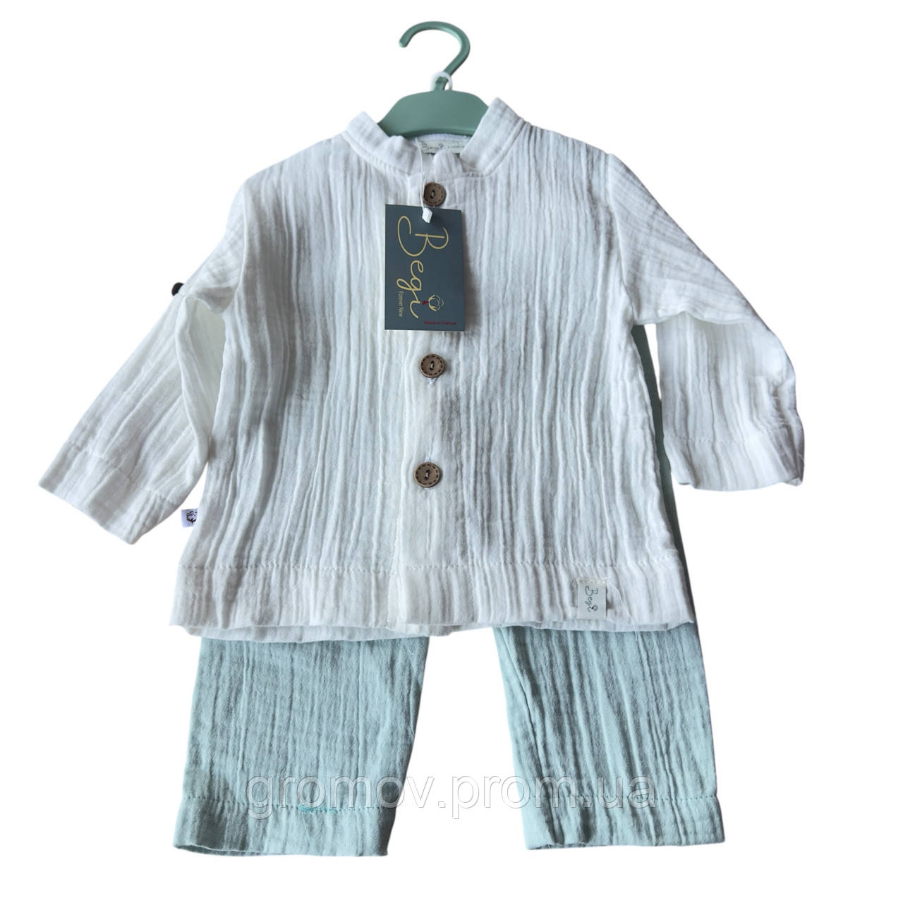Костюм 3, 6, 9, 12 місяців Туреччина бавовна новонародженого хлопчика блакитний, фото 1