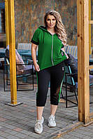 Жіночий літній спортивний костюм із двонитки з лампасами (Батал), фото 4