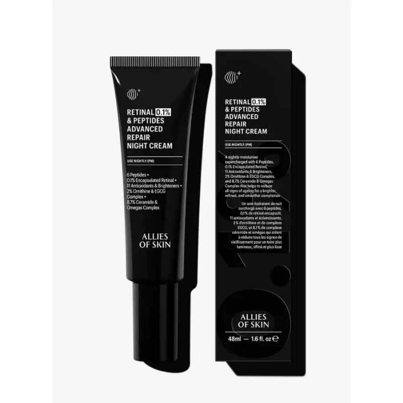 Нічний крем для обличчя з ретиналем та пептидами Allies of Skin Retinal 0.1% & Peptides Repair Night Cream, 48 мл, фото 1