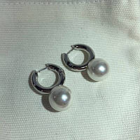 Сережки Селін перли посріблення/сережки з великими перлами