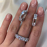 Набір Tiffany сережки та кільце срібло 925/Tiffany комплект із великими фіанітами, фото 3