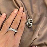 Набір Tiffany сережки та кільце срібло 925/Tiffany комплект із великими фіанітами, фото 6