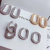 Селін сережки циркони посріблення/позолота 18 К/сережки кільцями