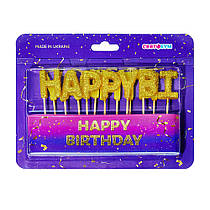 Свічки-букви "Happy Birthday" золото блиск