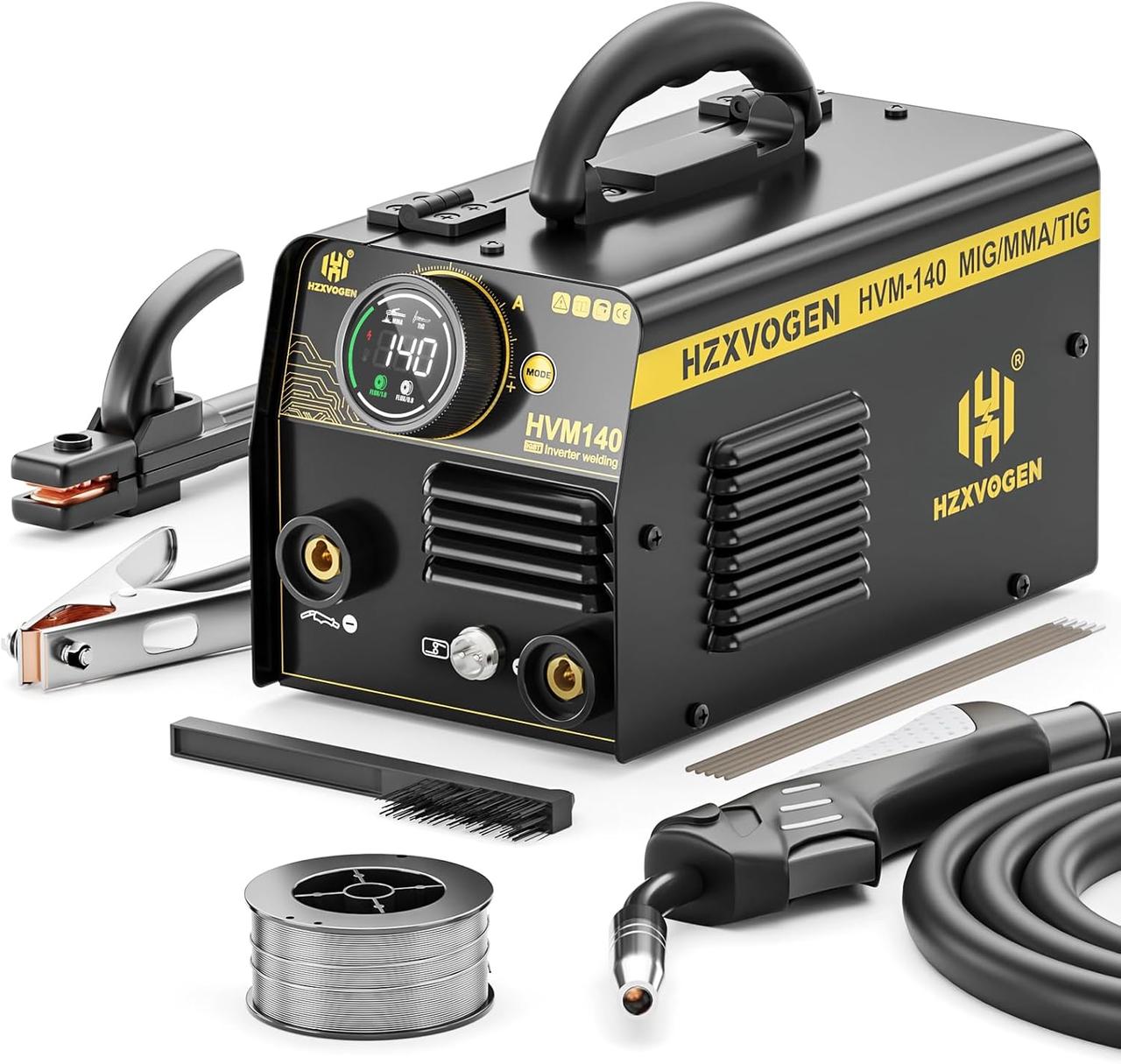 HZXVOGEN HVM140 - Інверторний зварювальний апарат 3‑в‑1. MIG/MMA/Lift TIG 140 А, Dual 110/220 В, LED-дисплей