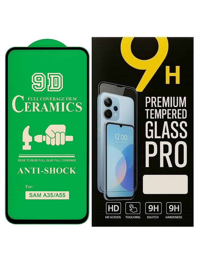 Протиударна захисна плівка Ceramics 9D для Samsung Galaxy A35 5G / A356 з чорною рамкою, глянцева