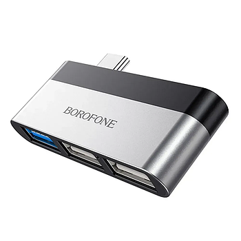 USB HUB Borofone DH1 Type-C to 3USB Gray