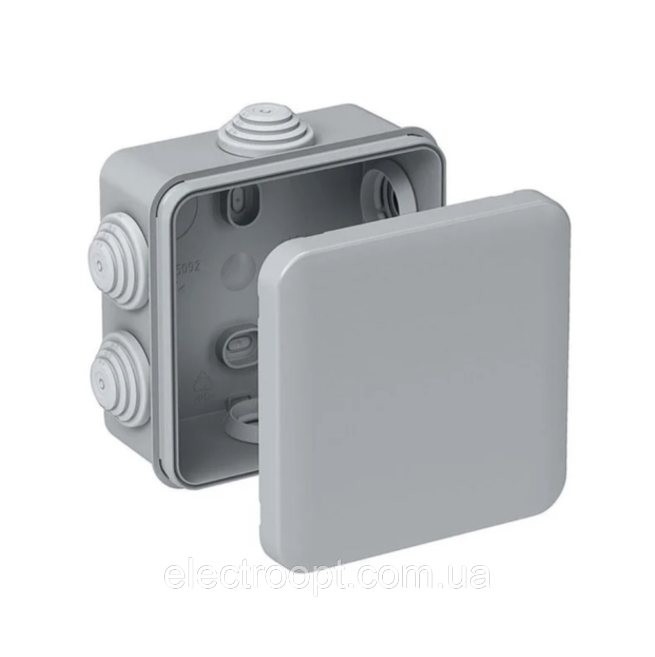Коробка квадратна розподільна пластикова 70х70х35 мм IP55 зовнішнього монтажу Neomax (сірого кольору)