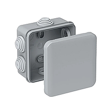 Коробка квадратна розподільна пластикова 70х70х35 мм IP55 зовнішнього монтажу Neomax (сірого кольору)