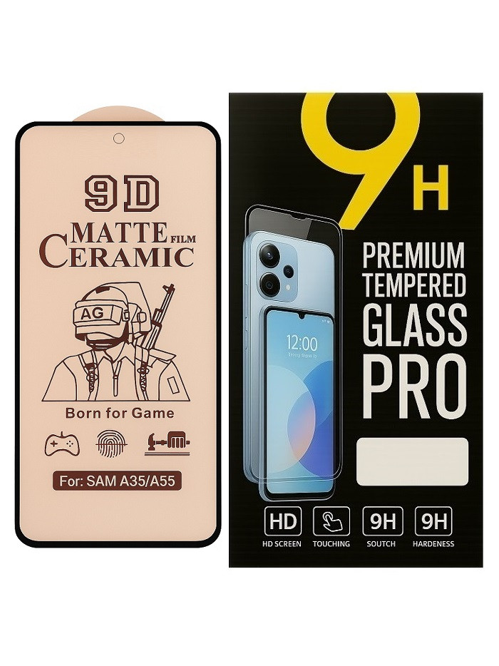 Протиударна захисна плівка Ceramics 9D для Samsung Galaxy M35 5G / M356 з чорною рамкою, матова, фото 1