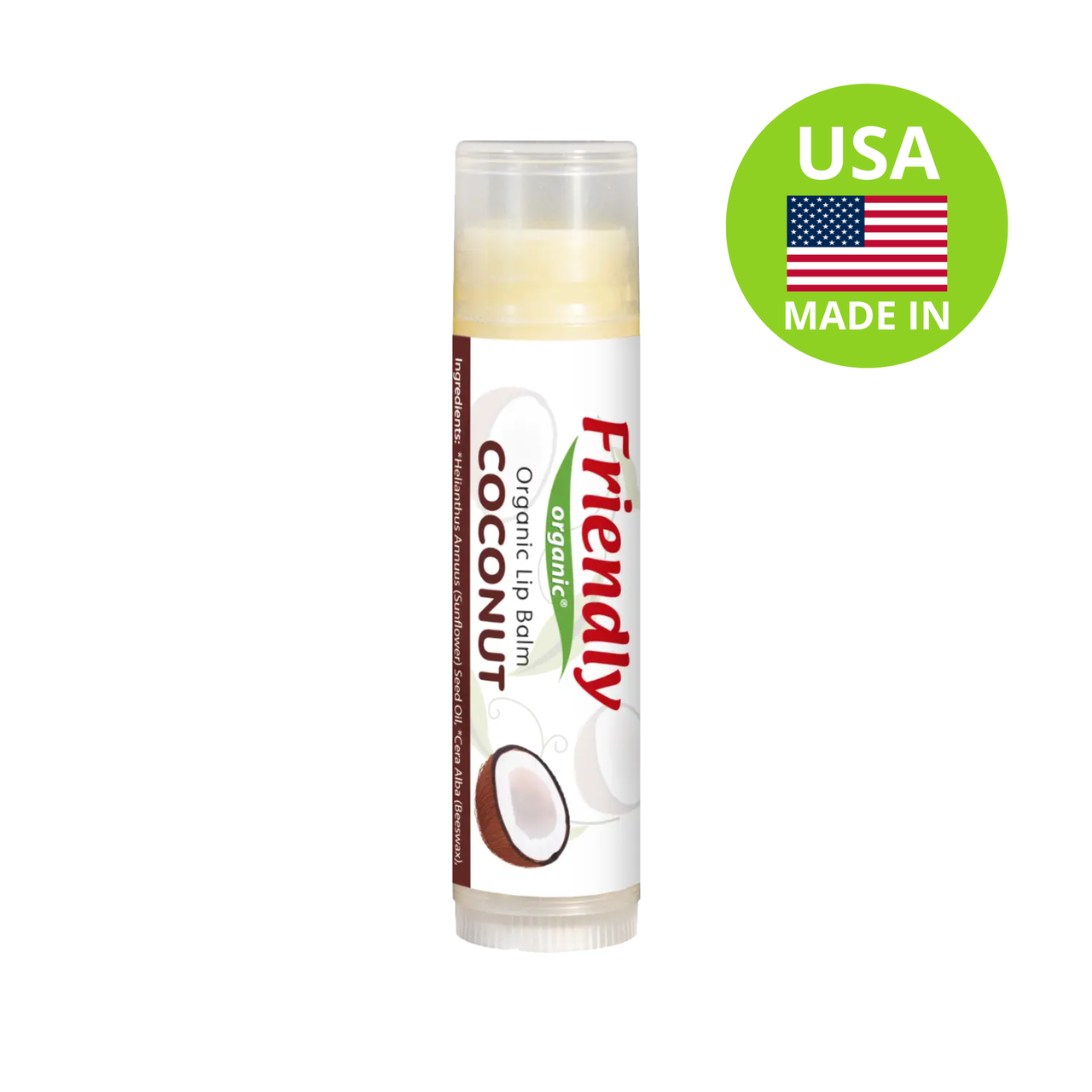 Органічний бальзам для губ Friendly Organic кокос 4,25 гр, фото 1