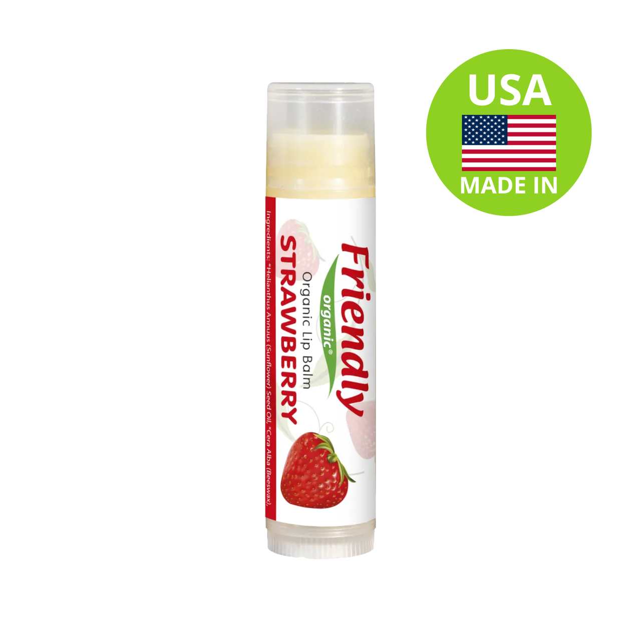 Органічний бальзам для губ Friendly Organic полуниця 4,25 гр, фото 1