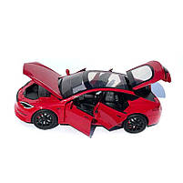 Машинка метал Tesla model S червона Тесла 1:24 відкр двері баг капот звук світло 17,5*7,5*5,5см (EL 64077), фото 5
