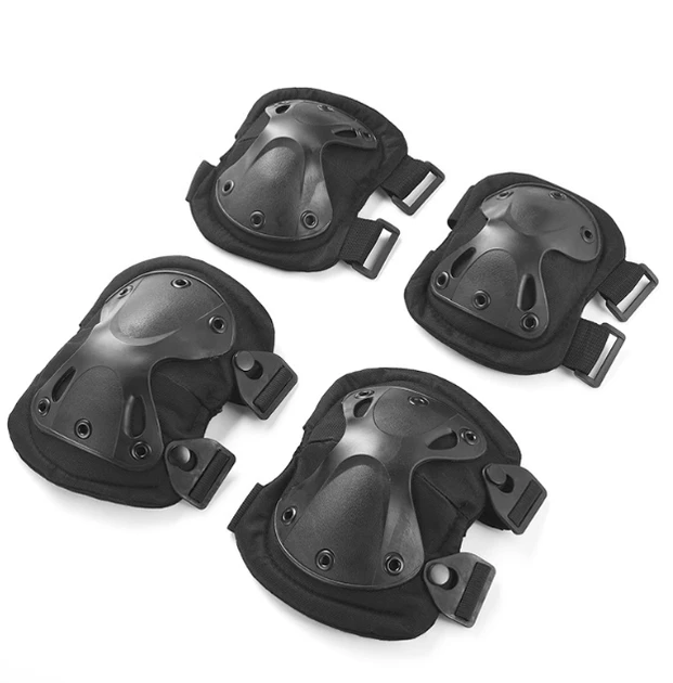 Наколінники та налокітники комплект захисту тактичні спортивні для тренувань набір 2x2 шт чорні, фото 1