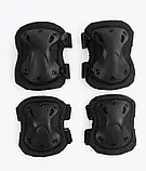 Наколінники та налокітники комплект захисту тактичні спортивні для тренувань набір 2x2 шт чорні, фото 5