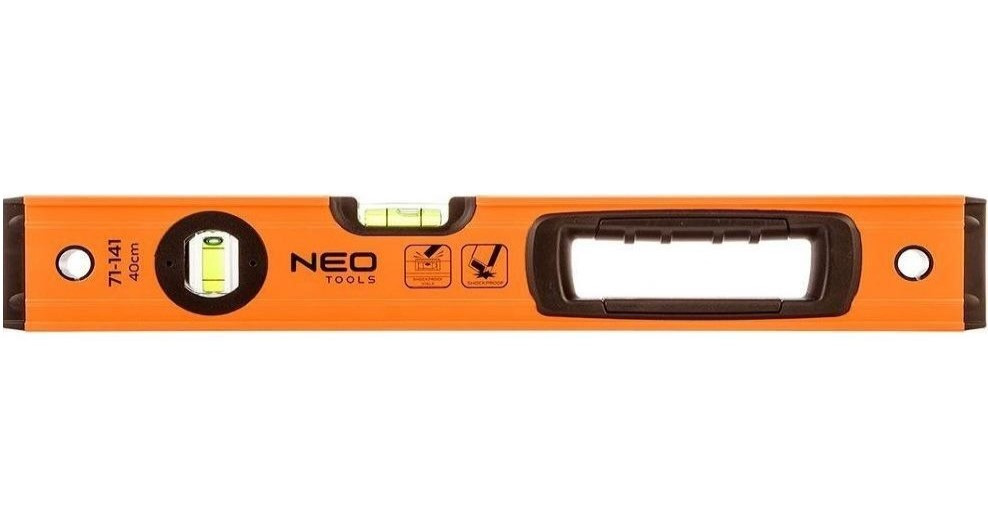 Рівень будівельний Neo Tools S 400 3 капсули, алюмінієвий, отвори для руки 40 см Помаранчевий (71-141)
