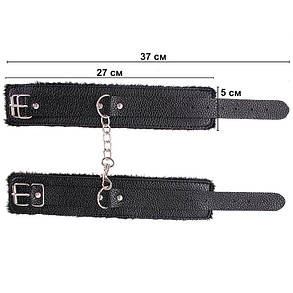 Шкіряні наручники з хутром - Чорний - Садо-мазо, фото 2