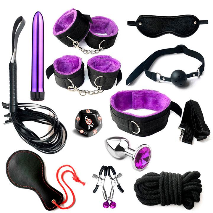 БДСМ набір із 12 предметів - Бузковий - Садо-мазо