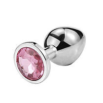 Сталева анальна пробка з кристалом - 3.2*8.2 см - Анальні іграшки, фото 3