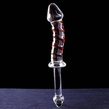 Скляний вигнутий фалоімітатор - 22*4 см - Прозорий, фото 2