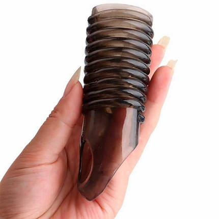 Рельєфна насадка на пеніс з відкритою голівкою - Коричневий - 11,5*4см, фото 2