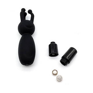 Вібратор з вусиками та посмішкою - Чорний - Вібратори, фото 1