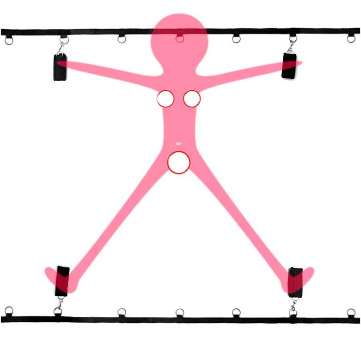 Бандаж Dreamtoys Ремінна система для фіксації до ліжка Blaze Bed Restraint Set - Садо-мазо