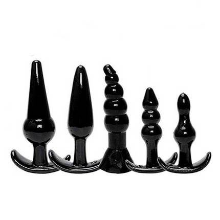 Набір м'яких анальних пробок 5 шт. - Чорний - Анальні іграшки, фото 1