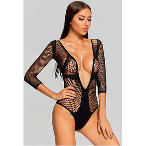 Боді з відкритими грудьми та рукавами - Чорний - XS/S/M - Еротична білизна, фото 1