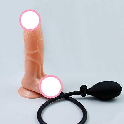 Надувний реалістичний фалоімітатор з грушею "Blow Me Up" - 19*4,2 см - Тілесний, фото 2