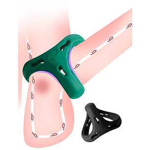 Потрійне ерекційне кільце на пеніс і мошонку "Love To Love Flux Ring" - Чорний, фото 2