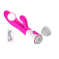 Вібратор подвійний кролик USB - Рожевий - Вібратори, фото 3