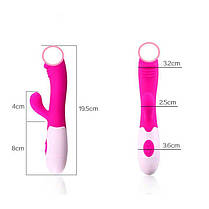 Вібратор подвійний кролик USB - Рожевий - Вібратори, фото 4