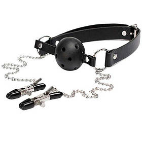 БДСМ-кляп із затискачами для сосків