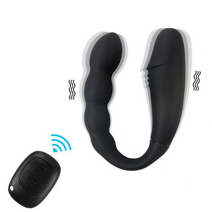 Подвійний анально-вагінальний вібратор Magic Helios Remote з ДК - Чорний - Вібратори, фото 1