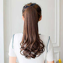 Шиньйон накладний хвіст на стрічці Didaka хвилясте волосся "Шатенка" - 48 см, фото 3