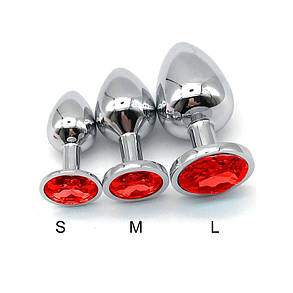 Набір сталевих анальних пробок - Синій - 3 шт. (S/M/L) - Анальні іграшки, фото 3