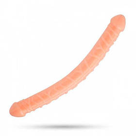 Двосторонній фалоімітатор "Double Dong" - 31,5*3,5 см - Тілесний