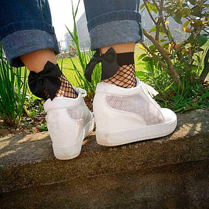 Шкарпетки сітка з бантиком - Чорний - 1/2/3/4 (XS/S/M/L) - Еротична білизна, фото 2