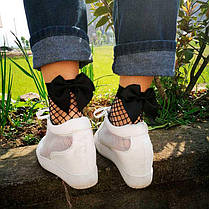 Шкарпетки сітка з бантиком - Чорний - 1/2/3/4 (XS/S/M/L) - Еротична білизна, фото 4